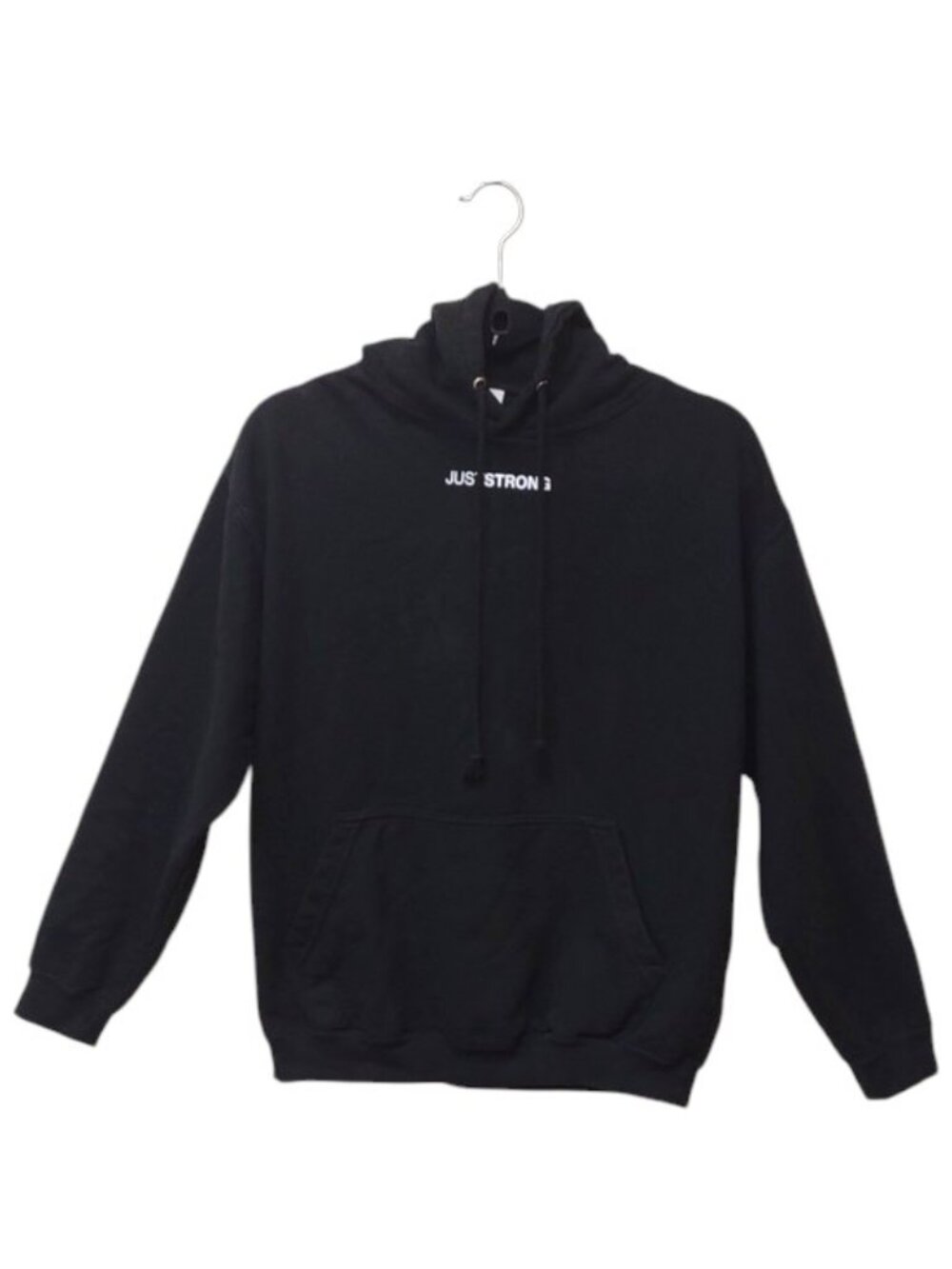 Just Strong Women's Black Pullover Graphic Spell Out Hoodie Sweatshirt